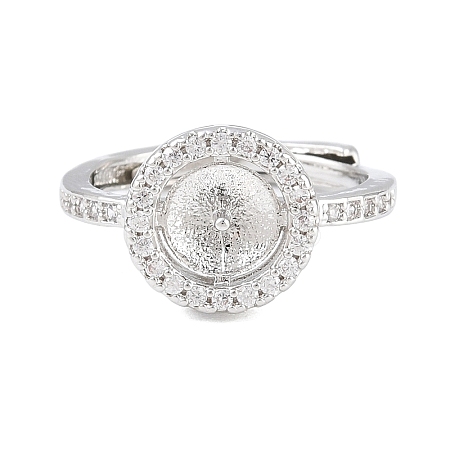 Brass Micro Pave Cubic Zirconia Adjustable Ring Components KK-CBAC351-01P-1