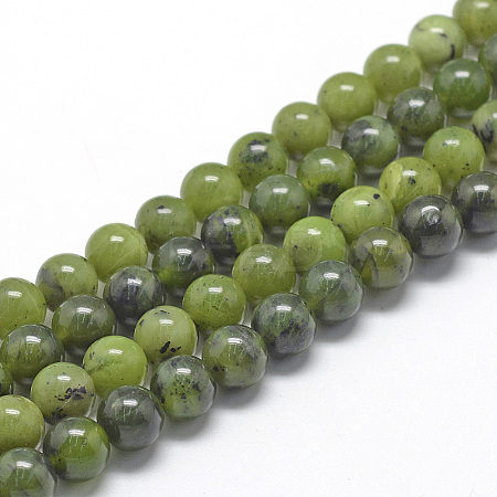 Natural Canadian Jade Beads Strands G-R446-6mm-08-1