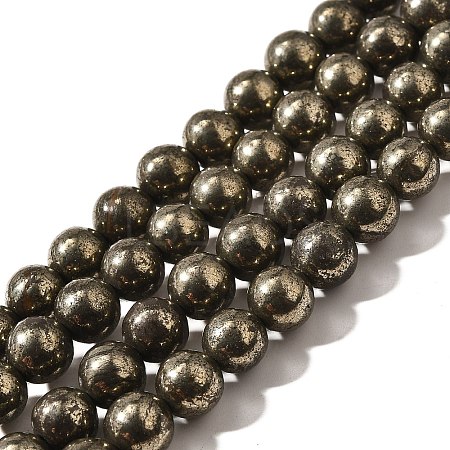 Natural Pyrite Beads Strands G-H059-A01-02-1