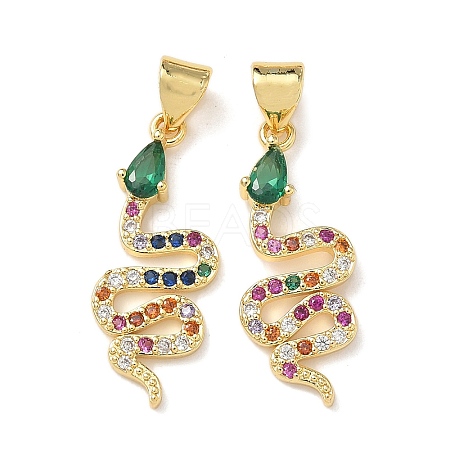 Brass Micro Pave Cubic Zirconia Pendants KK-L243-29G-16-1