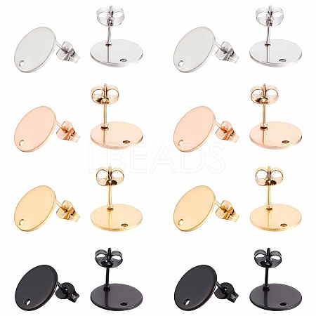 SUNNYCLUE 32Pcs 4 Colors 304 Stainless Steel Stud Earring Findings STAS-SC0004-33-1