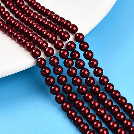 Baking Paint Pearlized Glass Pearl Bead Strands HY-N002-5mm-A13-1
