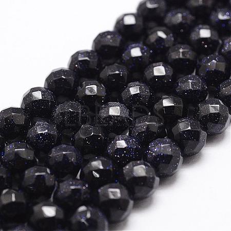 Synthetic Blue Goldstone Beads Strands G-D840-14-8mm-1