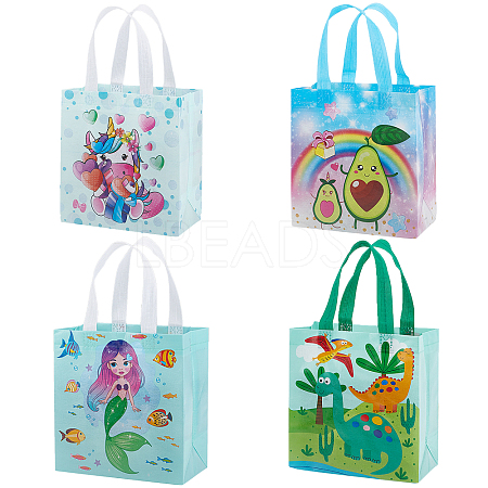Gorgecraft 8Pcs 4 Styles Non-Woven Fabric Reusable Folding Gift Bags with Handle ABAG-GF0001-19C-1