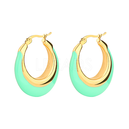 Colorful Double Spelling Crescent U-shaped Gold-plated Drip Glue Earrings PS7751-1-1