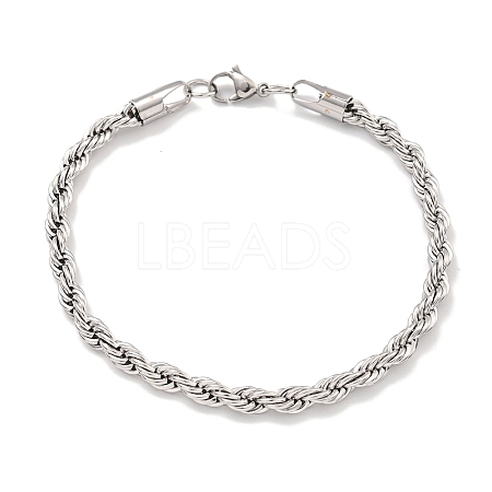 5MM 304 Stainless Steel Rope Chain Bracelets for Women BJEW-R318-02P-1