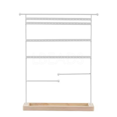 Iron Jewelry Display Stand with Wood Tray AJEW-Z032-01B-1