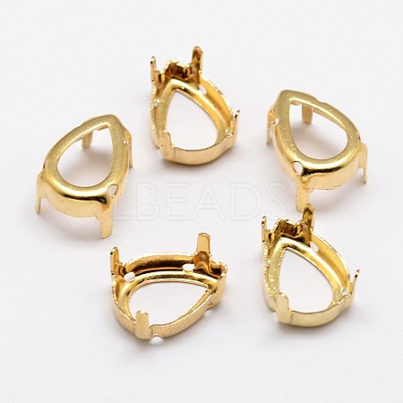 Flat Teardrop Brass Sew on Prong Settings KK-N0084-A02-20x30G-1