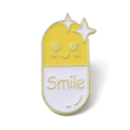 Alloy Smile Pill Shape Brooch JEWB-R021-01A-1