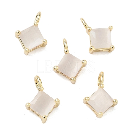 Brass Cat Eye Pendants KK-C251-09C-G01-1