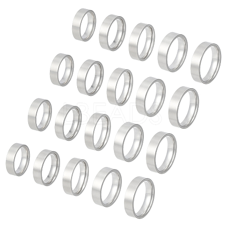 20Pcs 5 Styles 304 Stainless Steel Finger Rings for Men RJEW-UN0003-12-1