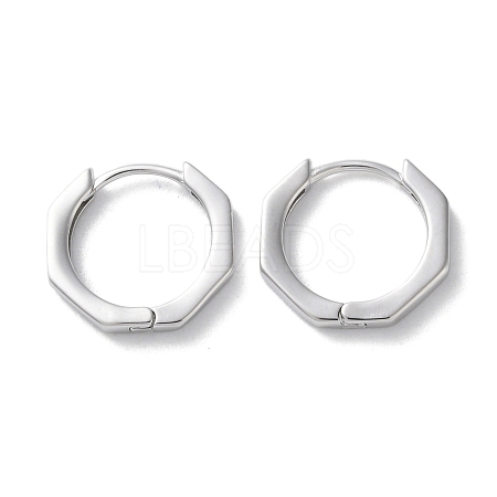 999 Fine Silver Polygon Hoop Earrings EJEW-P296-30P-1