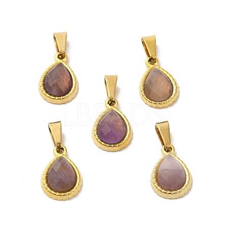 Natural Amethyst Faceted Teardrop Charms STAS-P361-01G-07-1