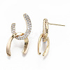 Brass Micro Pave Clear Cubic Zirconia Stud Earrings KK-T062-41G-NF-3
