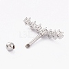 Brass Micro Pave Clear Cubic Zirconia Barbell Cartilage Earrings AJEW-P017-09P-2