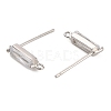 Rhodium Plated 925 Sterling Silver Ear Stud Findings STER-F058-01P-08-2