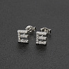 Brass Micro Pave Clear Cubic Zirconia Stud Earrings FS-WGC2F12-05-1