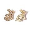 Brass Micro Pave Cubic Zirconia Bunny Links connectors ZIRC-K081-12G-2