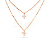 TINYSAND CZ Jewelry 925 Sterling Silver Cubic Zirconia Cross Pendant Two Tiered Necklaces TS-N014-RG-18-1