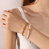 304 Stainless Steel Textured Lip Link Chain Bracelets for Women WG1034E-02-3