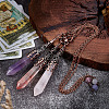 3Pcs Cone Natural Rose Quartz & Amethyst & Malaysia Jade & Cherry Quartz Glass Dowsing Pendulums PALLOY-MA00007-4