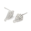 Brass Micro Pave Cubic Zirconia Stud Earring Findings KK-Z094-13P-2