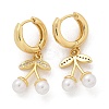 Cherry Brass Micro Pave Clear Cubic Zirconia & ABS Imitation Pearl Hoop Earrings EJEW-M077-01G-2