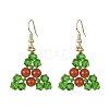 Natural Carnelian Holly Leaf Dangle Earrings EJEW-TA00245-1