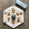 Hexagon with Flower of Life Wooden Crystal Ball Display Stands PW-WG37562-01-2