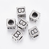 304 Stainless Steel Large Hole Letter European Beads STAS-H428-01AS-B-1