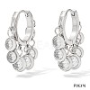 304 Stainless Steel Cubic Zirconia Flat Round Tassel Chandelier Earrings FS-WG9F9FA-04-1