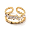 Brass with Cubic Zirconia Open Cuff Rings LS-RJEW-B053-03-2