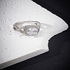 1Pc Brass Micro Pave Clear Cubic Zirconia Finger Rings for Women RJEW-LP0001-36-3