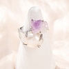 Nuggets Natural Amethyst & Pearl Open Cuff Rings RJEW-K286-13P-3