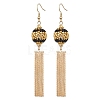 Glass Seed Beads & Brass Tassel Dangle Earrings EJEW-MZ00289-1