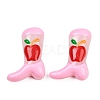 Boot Baking Paint Glass Enamel  Beads LAMP-C020-02B-2