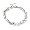 304 Stainless Steel Round & Rice Beaded Bracelets for Women BJEW-B092-04P-1