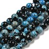 Faceted Round Dyed Natural Fire Crackle Agate Beads Strands G-D769-8mm-04-2