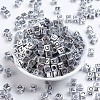 Antique Silver Plated Large Hole Acrylic European Beads X-PACR-Q099-01-2