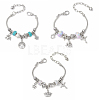 3 Pcs 3 Styles Alloy Snake Chain Charms Bracelets BJEW-JB11448-2