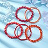 5Pcs 5 Styles Faceted Round Glass Beaded Stretch Bracelet Sets BJEW-JB10423-02-2