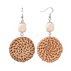 Handmade Reed Cane/Rattan Woven Beads Dangle Earrings EJEW-JE03017-01-2