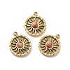 304 Stainless Steel Pave Natural Rhodonite Sun Charms STAS-B074-05G-01-1