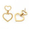 304 Stainless Steel Double Heart Dangle Stud Earrings for Women EJEW-N016-015LG-4