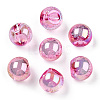 UV Plating Rainbow Iridescent Acrylic Beads OACR-G012-04A-1