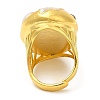 Brass Twist Oval Dome Adjustable Rings with Natural Pearl RJEW-M150-01G-3