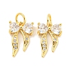 Rack Plating Brass Micro Pave Clear Cubic Zirconia Pendants KK-B093-01F-G-1