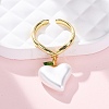 Brass Enamel Open Cuff Rings for Women RJEW-U057-21G-2