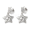 Non-Tarnish Texture Star 304 Stainless Steel Dangle Earrings EJEW-L283-018P-1