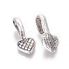 Tibetan Style Alloy Heart Glue-on Flat Pad Pendant Bails TIBEP-21438-AS-NR-1